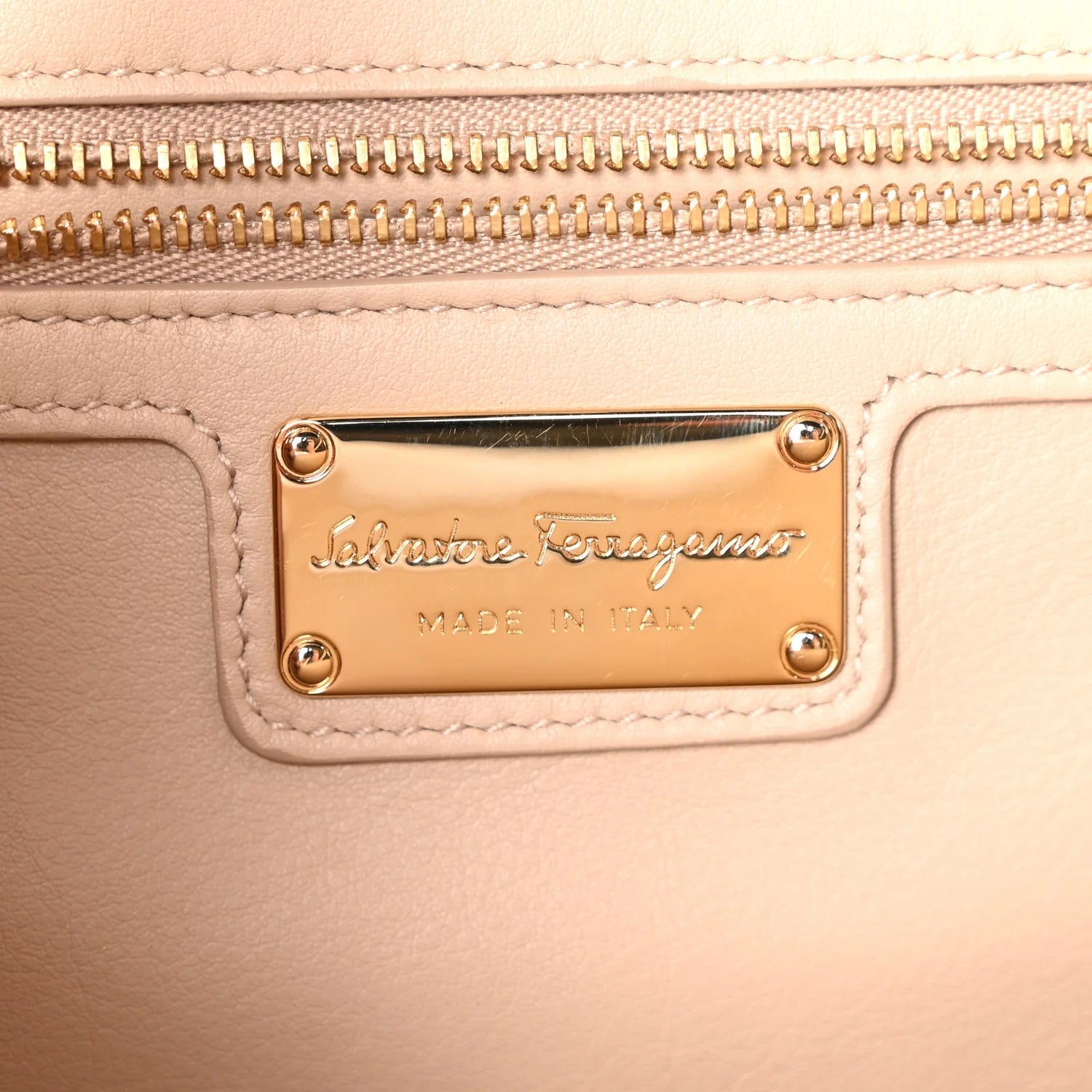 Printed Calfskin Ginny Shoulder Bag Beige