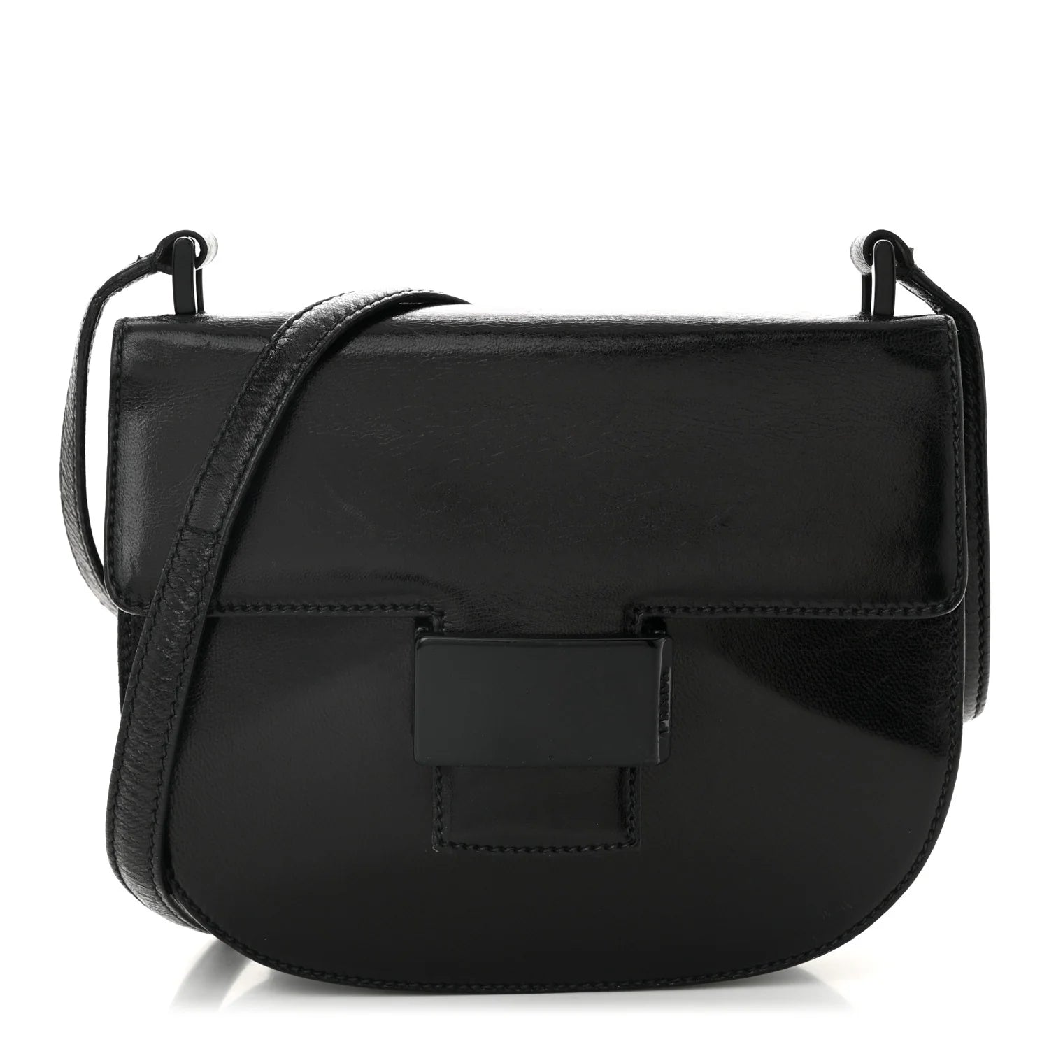 Spazzolato Fliplock Flap Shoulder Bag Black