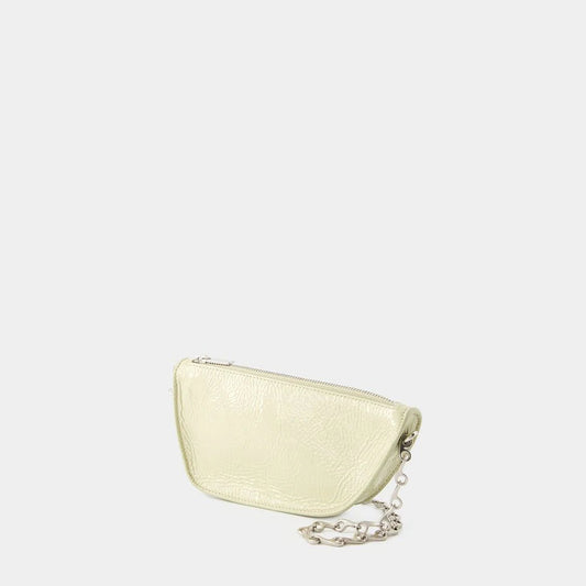PASTEL GREEN LEATHER MICRO SHIELD CROSSBODY BAG