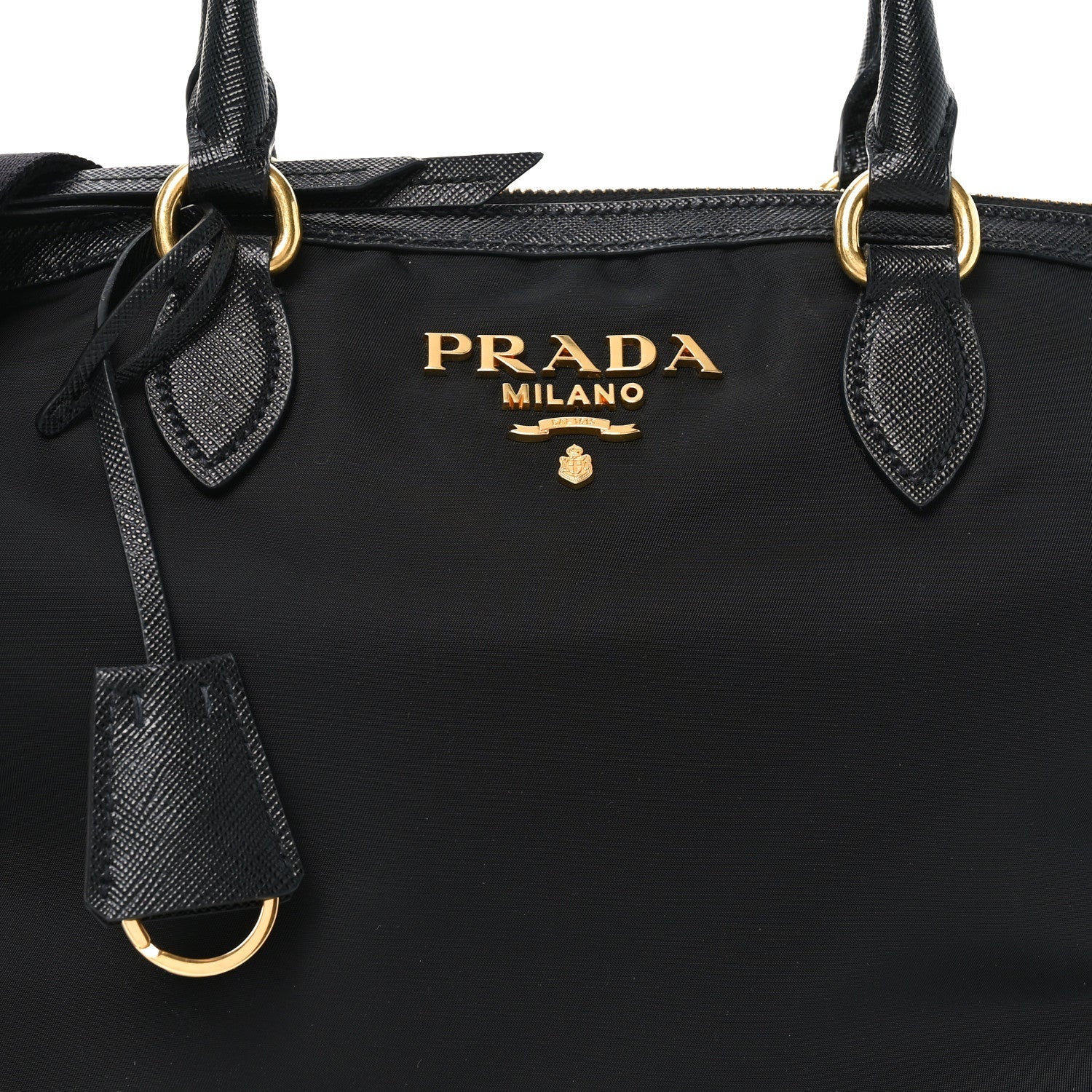 Tessuto Nylon Saffiano Shopping Tote Black