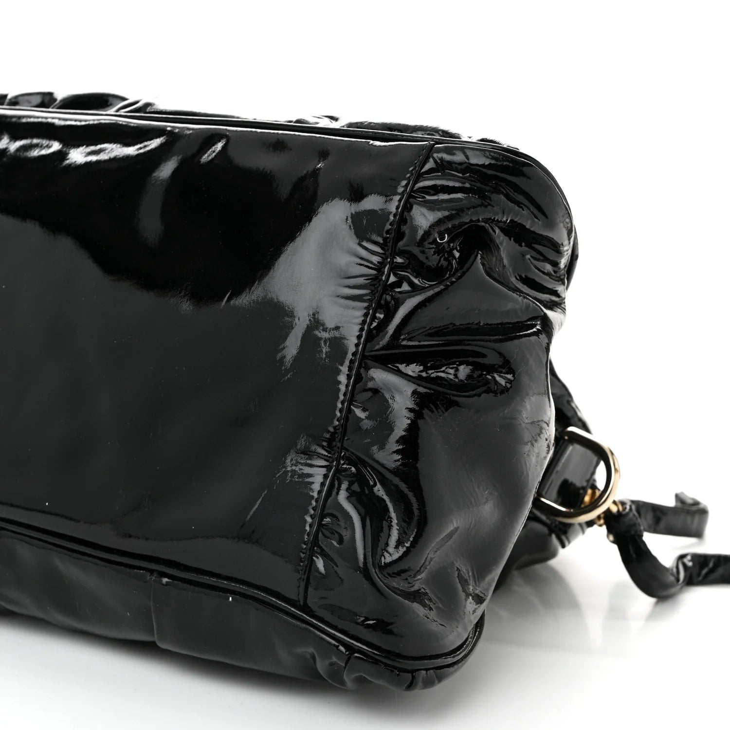 Patent Large Hysteria Top Handle Bag Black