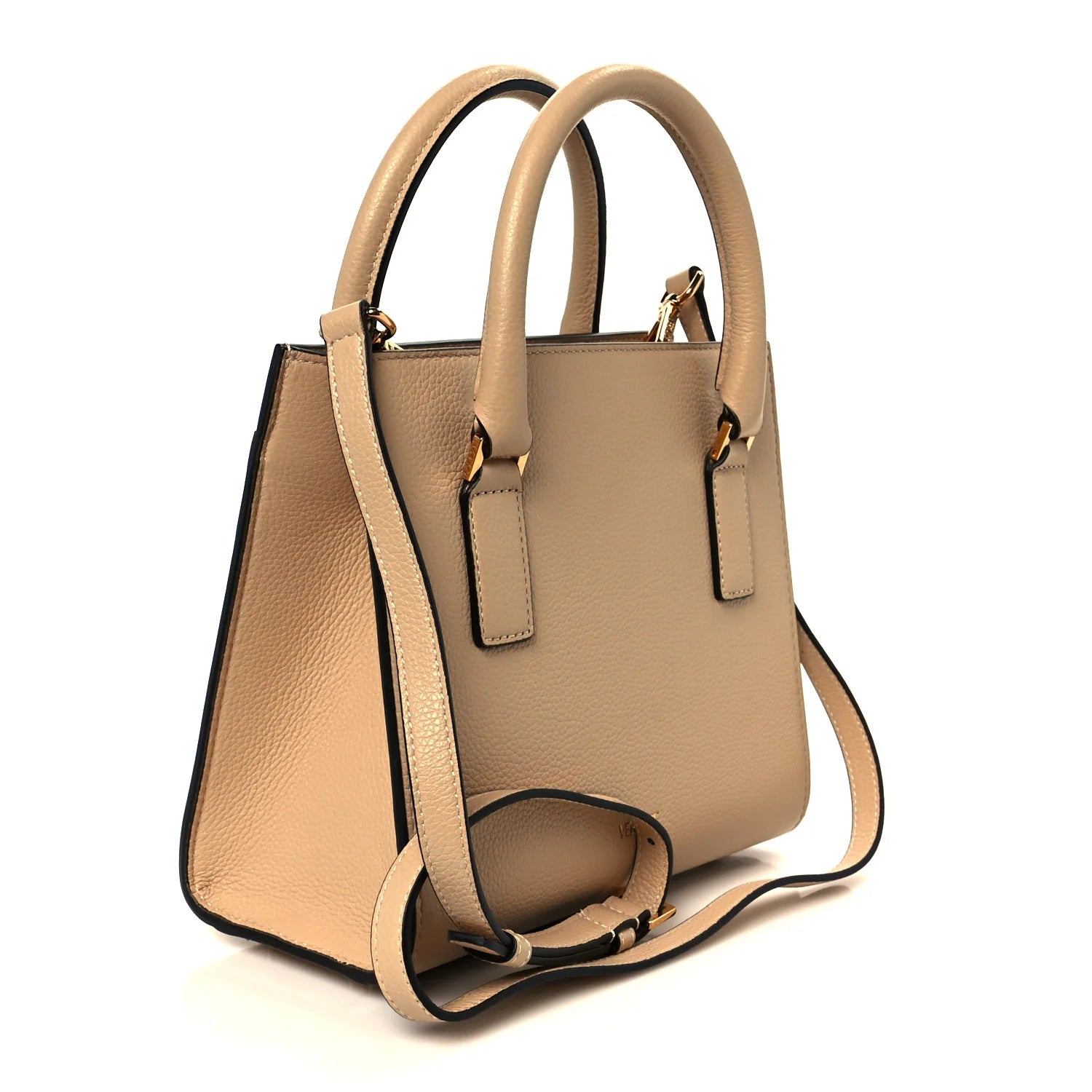 Grainy Calfskin Virtus Top Handle Tote Beige
