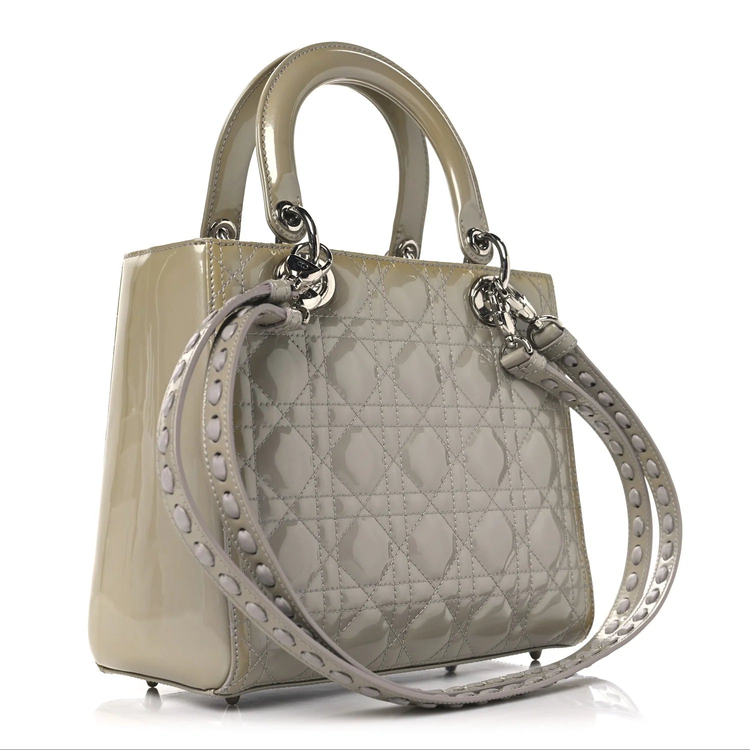 Patent Cannage Medium Lady Dior Grey