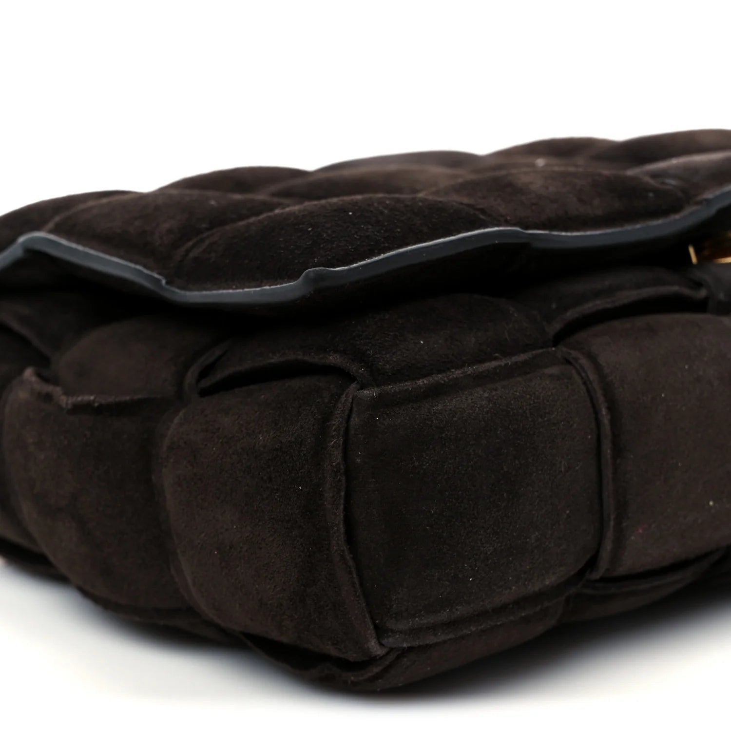 Suede Maxi Intrecciato Padded Chain Cassette Crossbody Bag Fondant