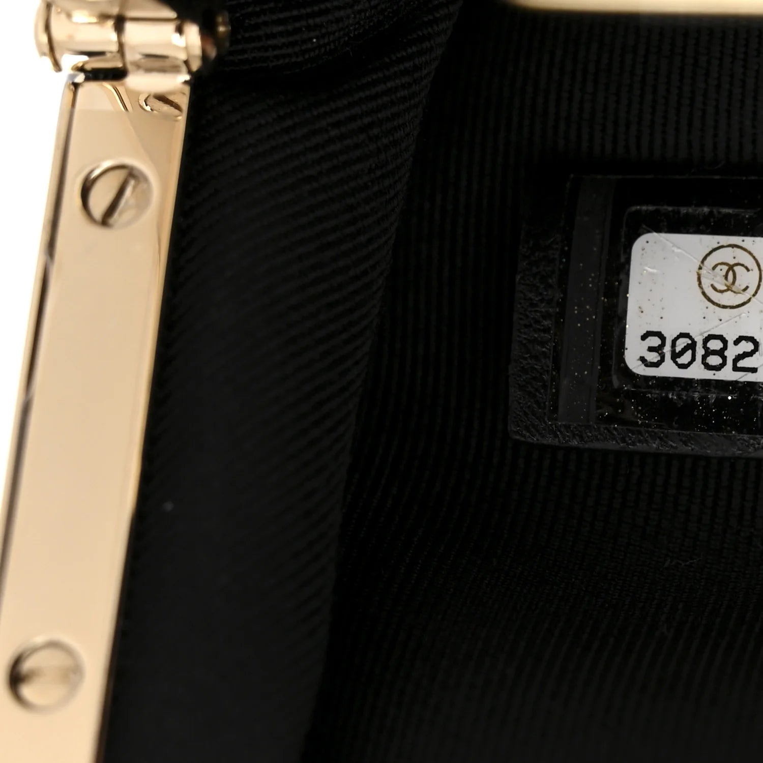 Shiny Aged Lambskin Quilted Kiss Lock Clutch with Chain Black