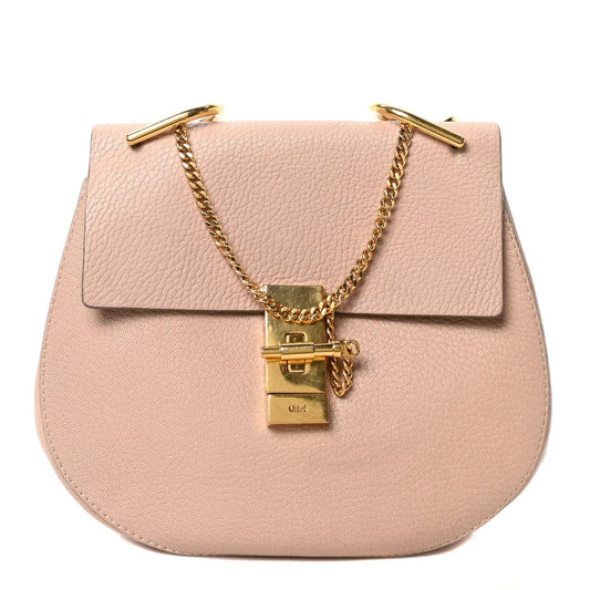 Grained Lambskin Drew Shoulder Bag Cement Pink