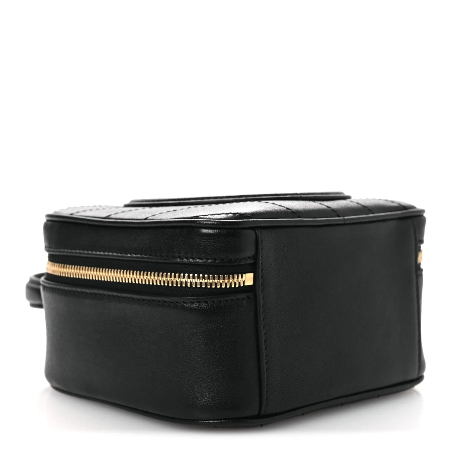 Sakai Be Green Calfskin Diagonal Stitched Blondie Top Handle Bag Black