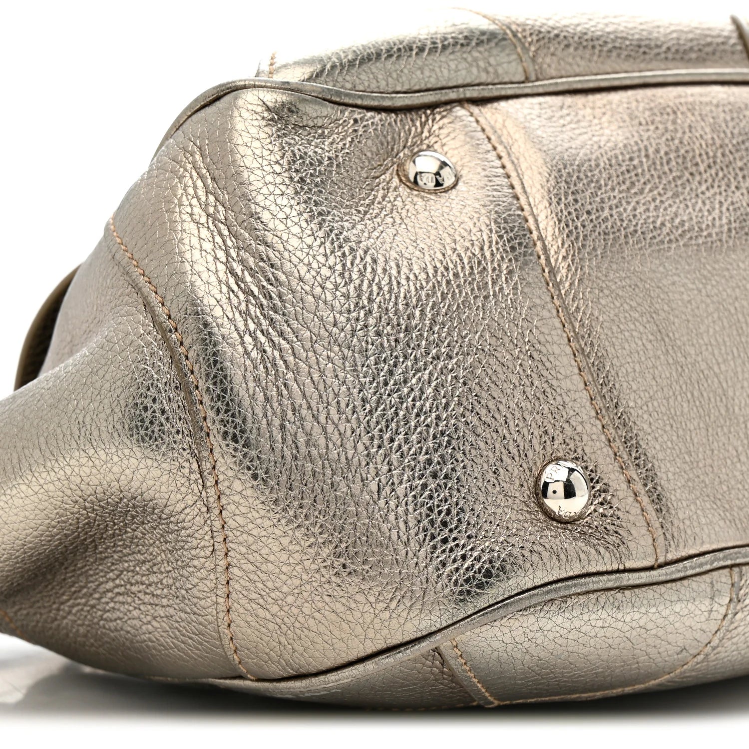 Metallic Vitello Daino Pushlock Shoulder Bag Peltro