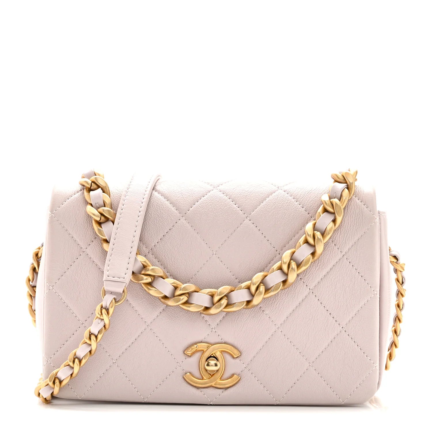 Shiny Lambskin Quilted Small Fashion Therapy Flap Bag Lilac