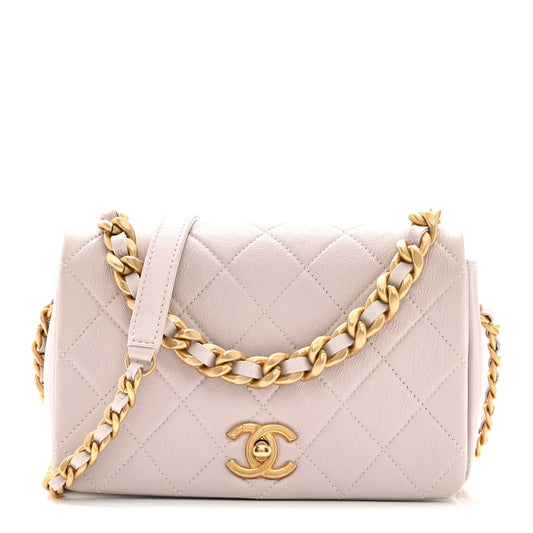 Shiny Lambskin Quilted Small Fashion Therapy Flap Bag Lilac