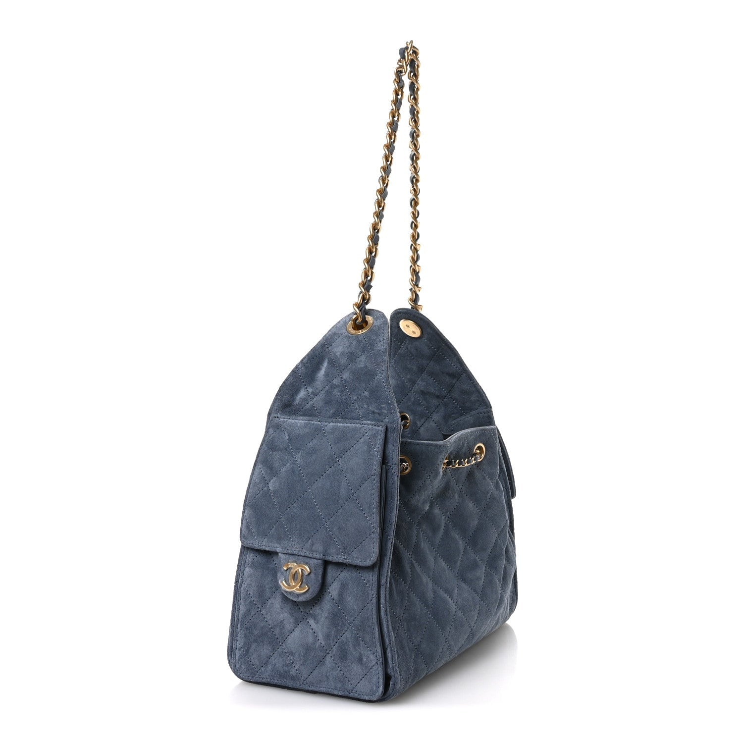 Suede Quilted Small  25 Handbag Blue