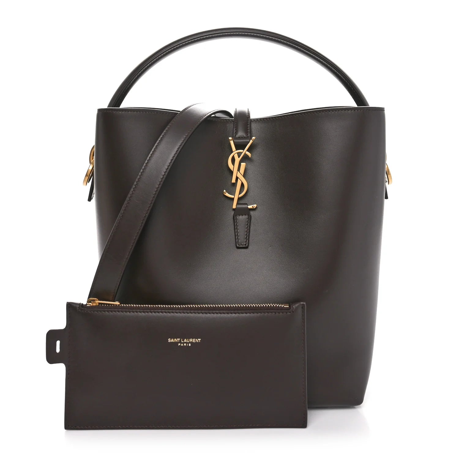 Shiny Calfskin Le 37 Bucket Bag Arabica