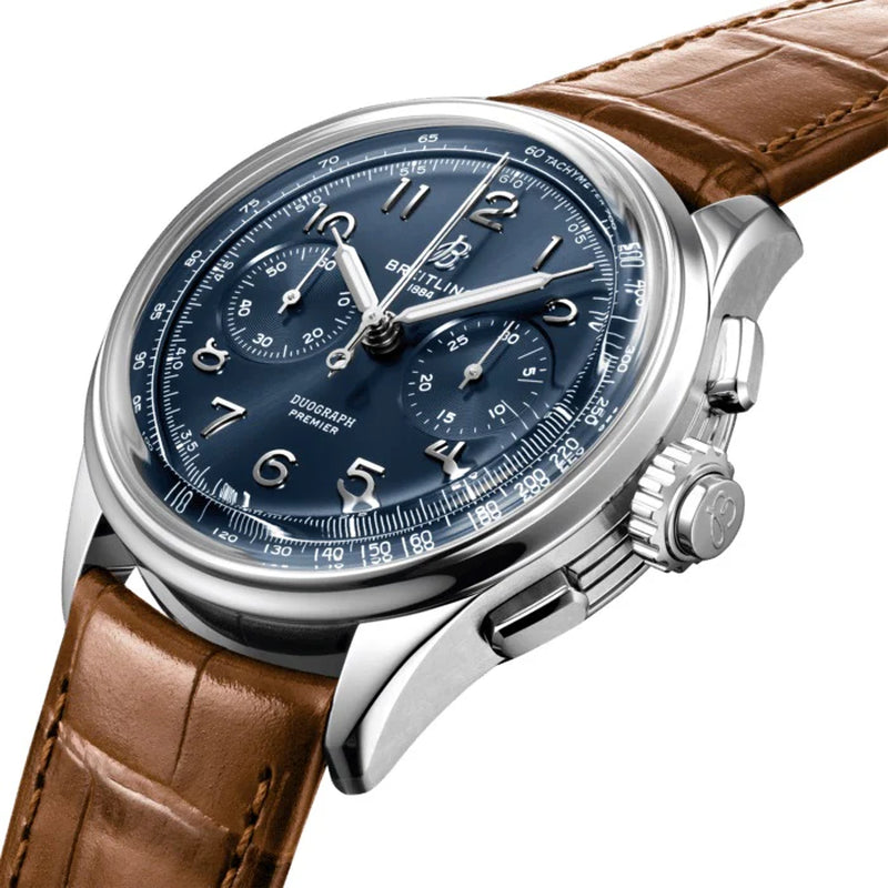 Premier B15 Duograph 42 Stainless Steel Ref# AB1510171C1P1, Box and Papers