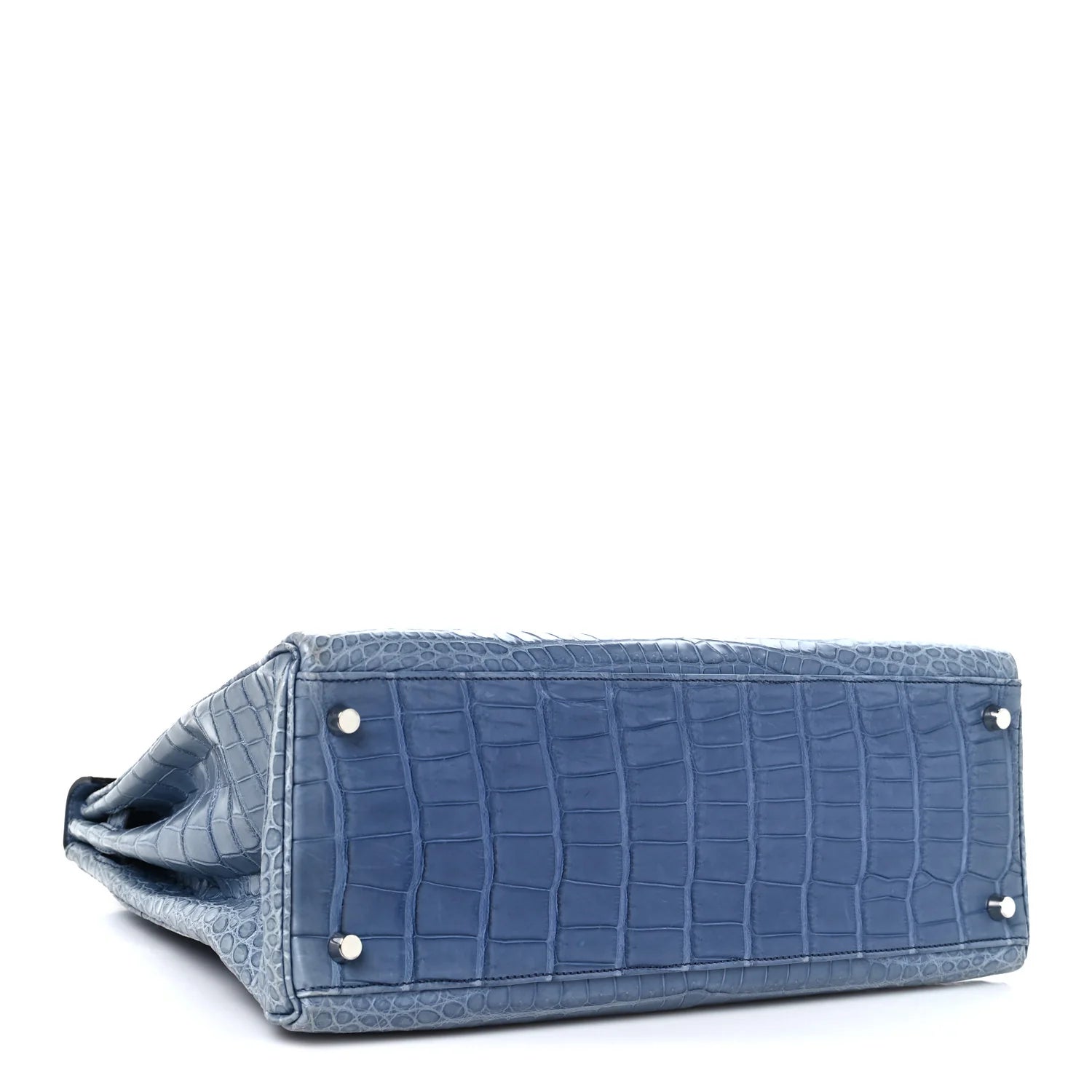 Matte Porosus Crocodile Kelly 35 Bleu Brighton