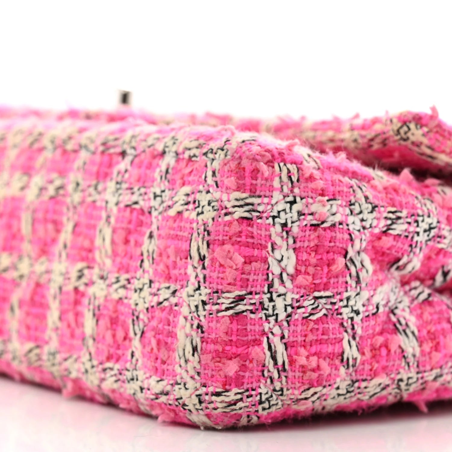 Tweed Quilted Medium Double Flap Hot Pink