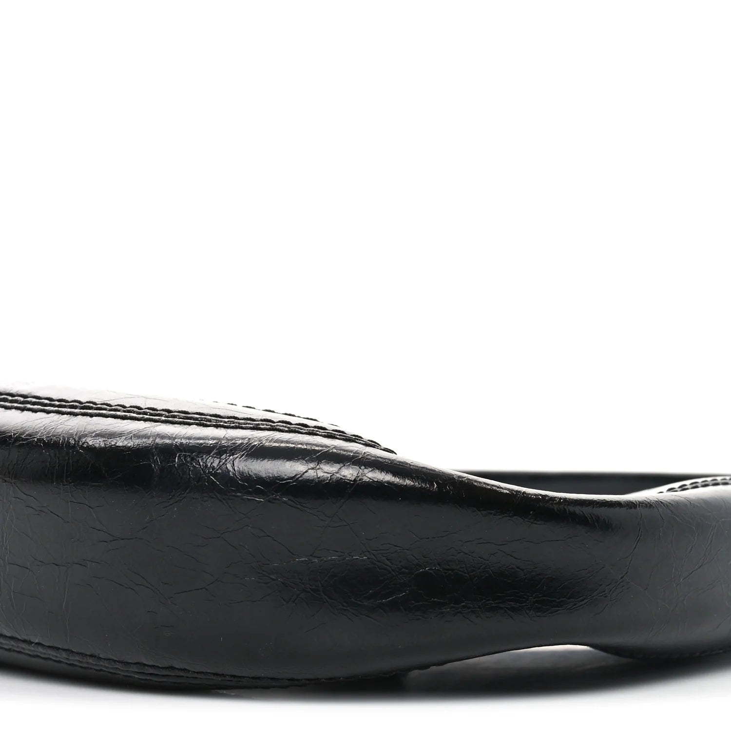 Crinkled Calfskin Cruiser Crescent Bag Black