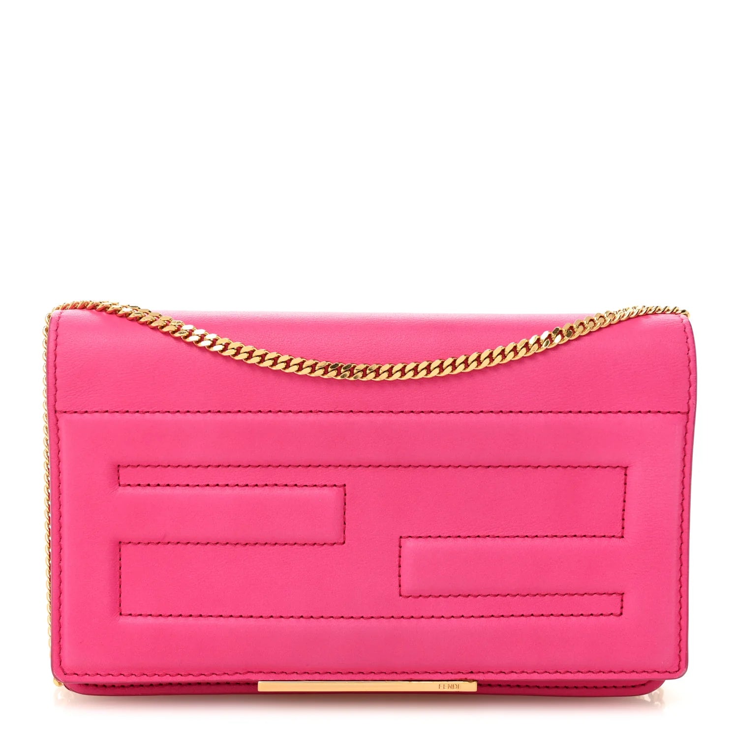 Vitello Flamingo Tube Wallet on Chain Fuchsia
