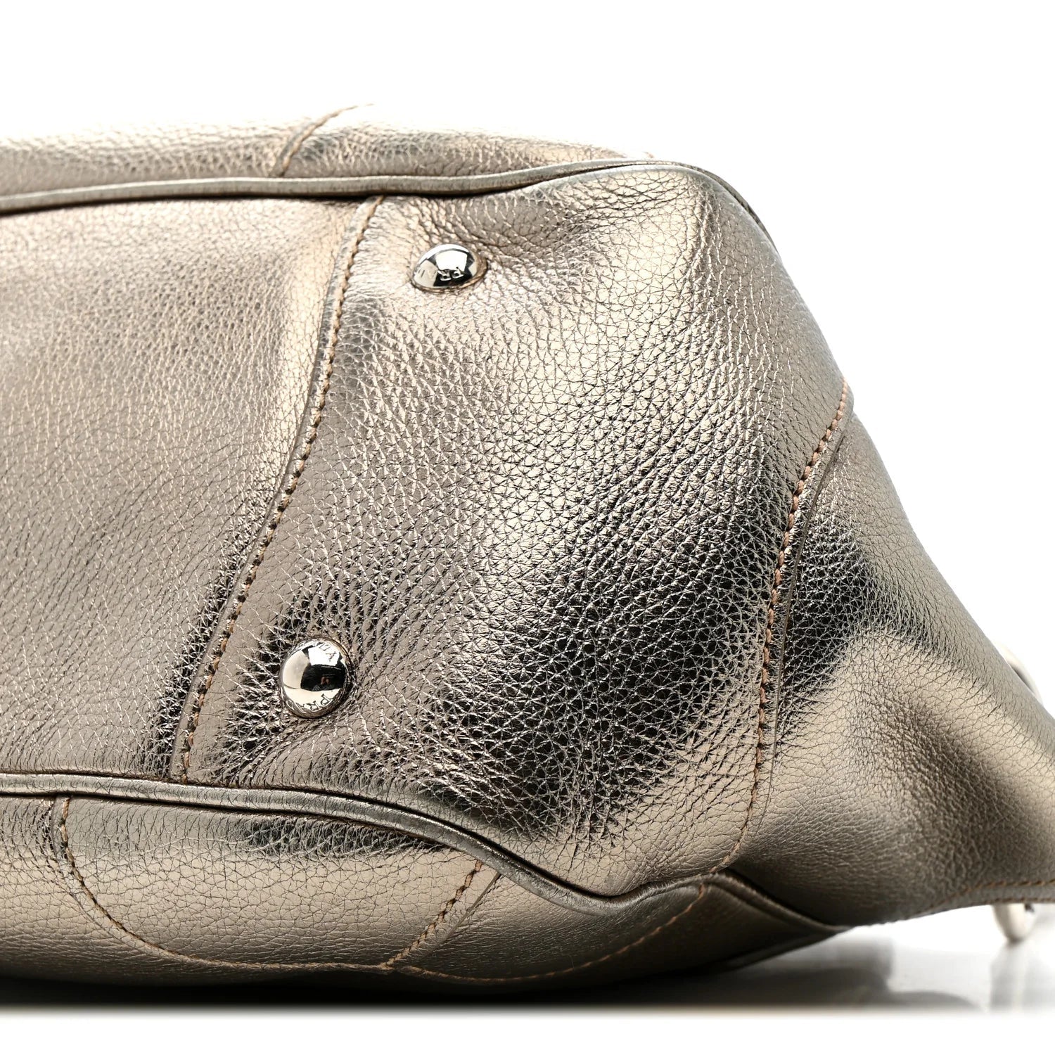 Metallic Vitello Daino Pushlock Shoulder Bag Peltro