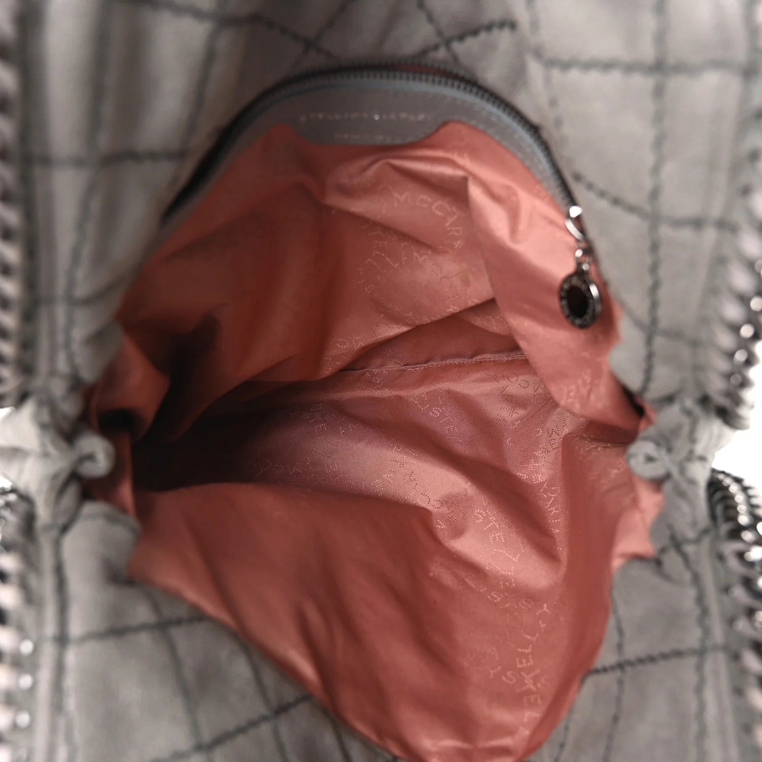 Shaggy Deer Quilted Small Falabella Tote Light Grey