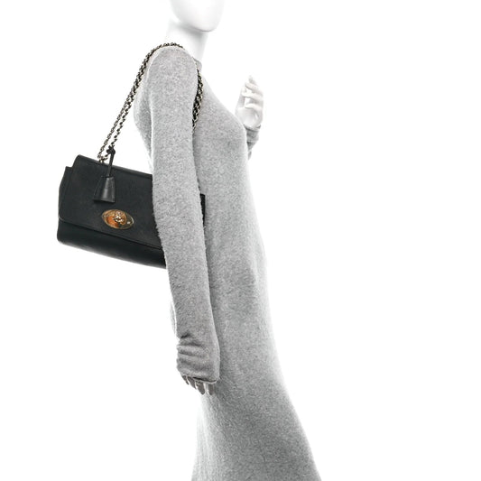 Small Classic Grain Calfskin Medium Lily Black