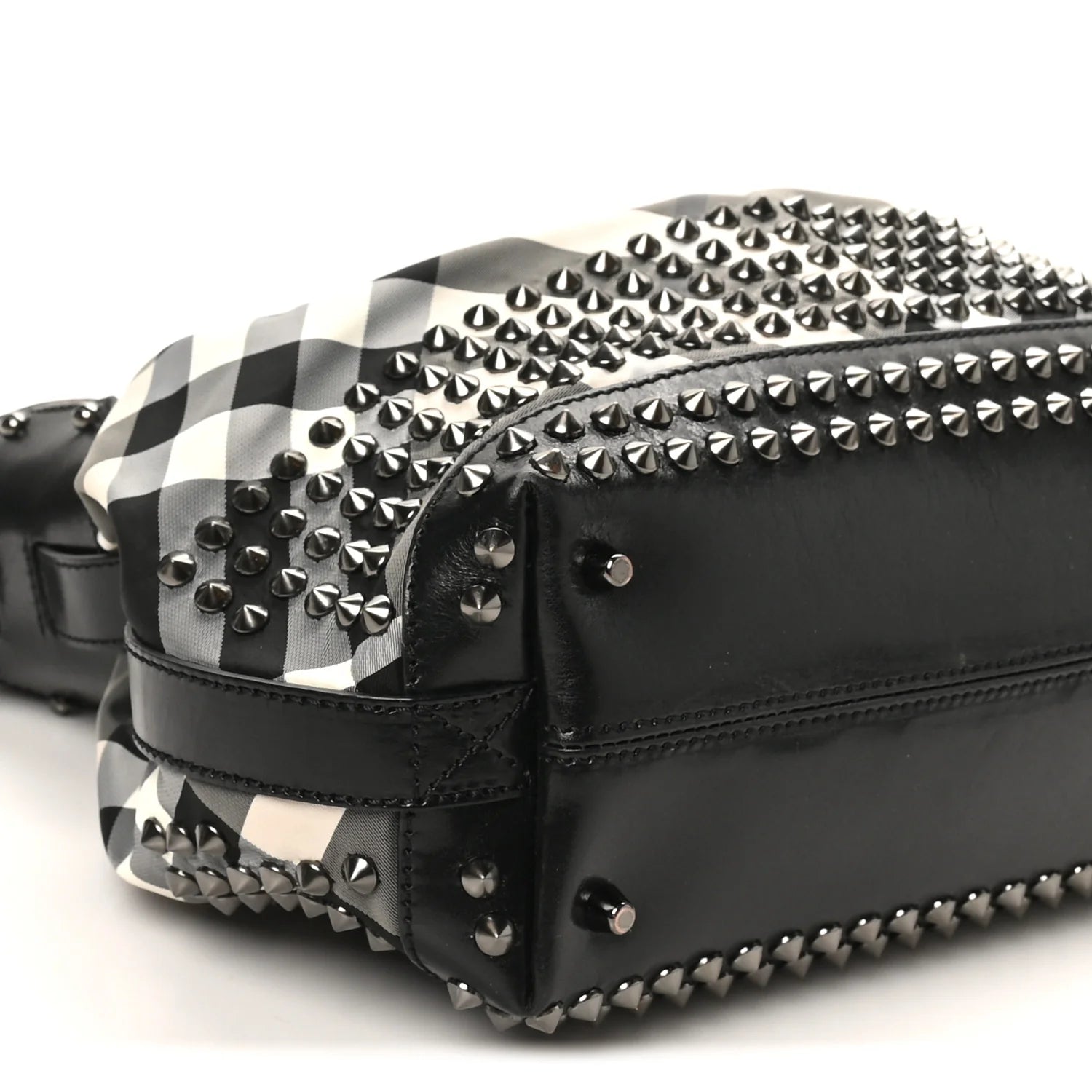 Nylon Beat Check Studded Hobo Black