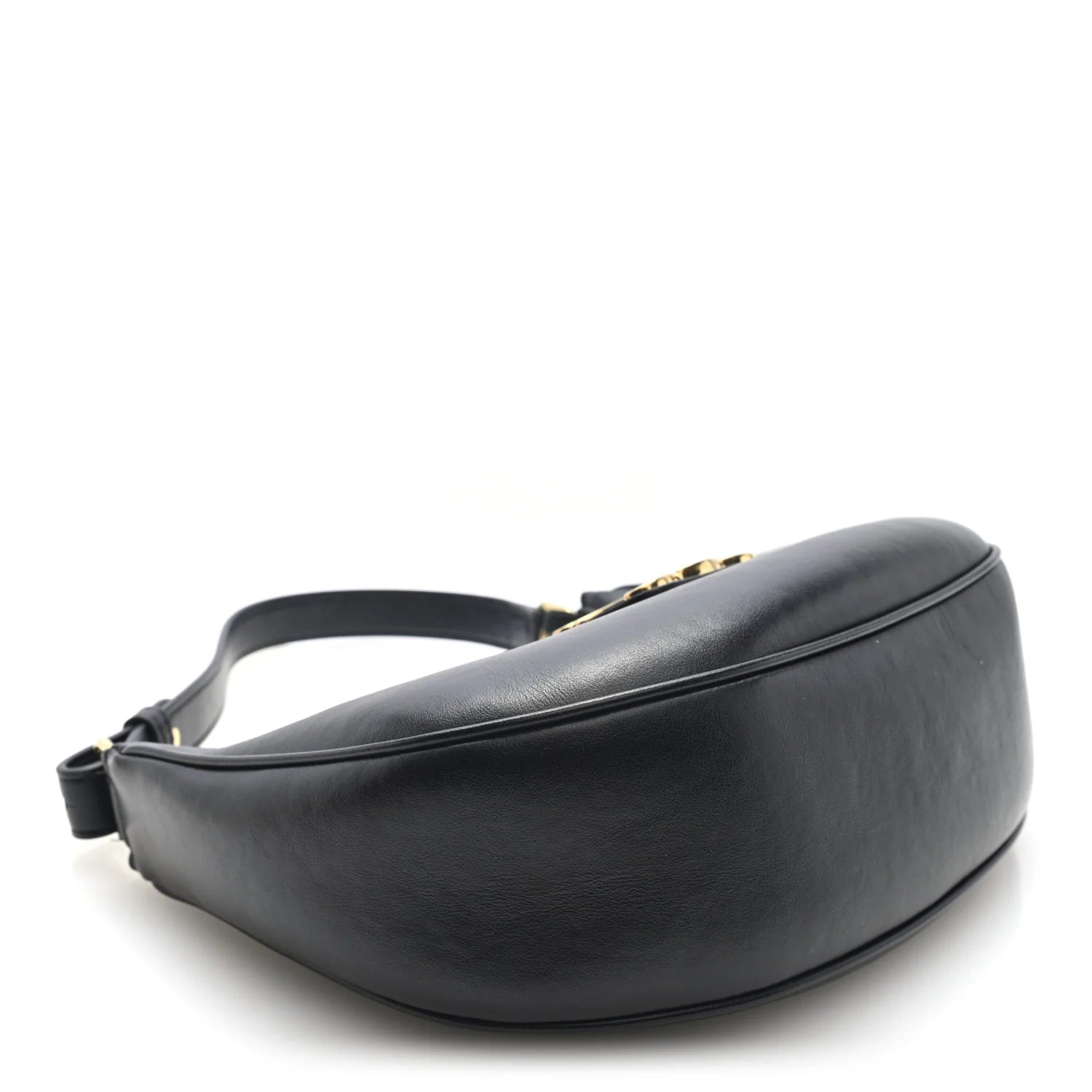 Smooth Calfskin Medium Strap Ava Triomphe Shoulder Bag Black