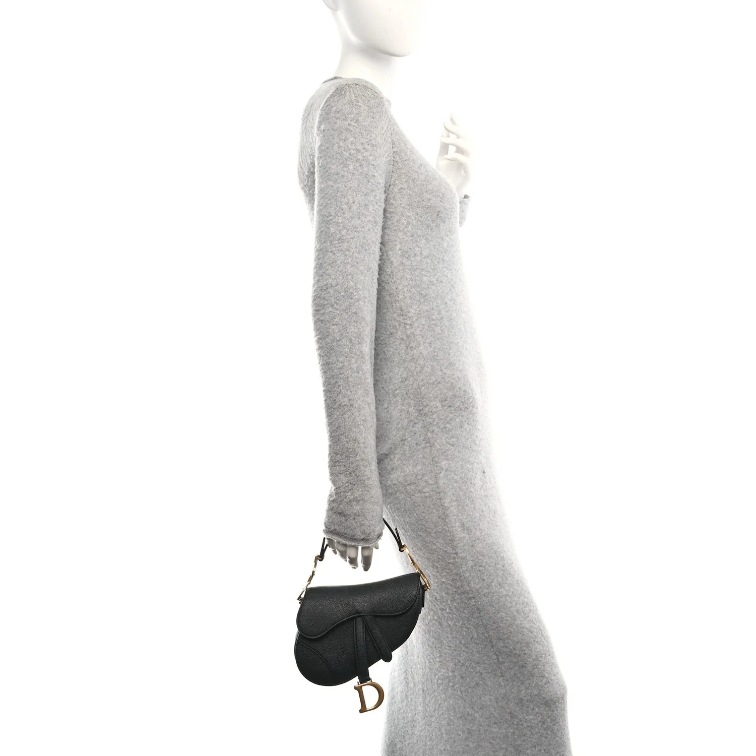 Grained Calfskin Mini Saddle Bag Black