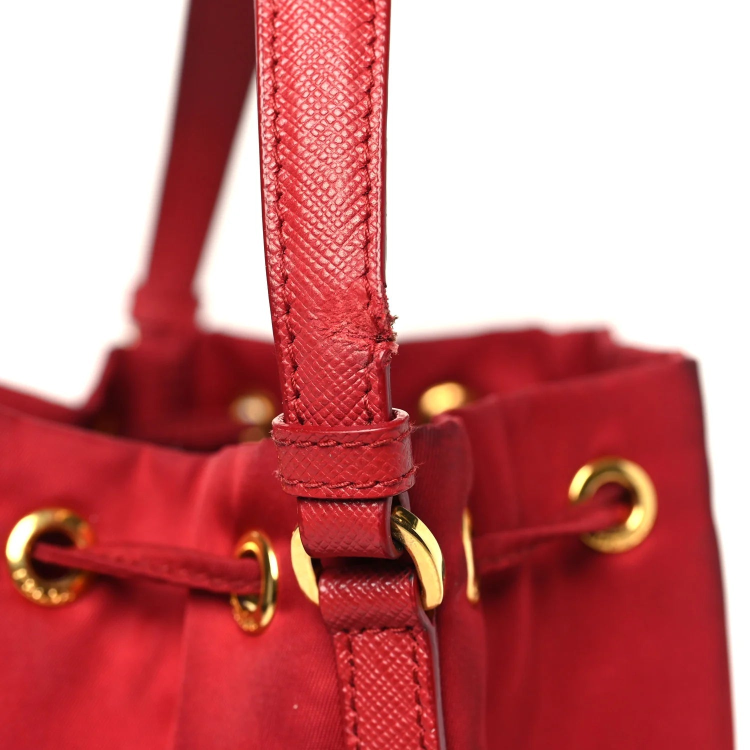 Nylon Vela Saffiano Mini Bucket Crossbody Bag