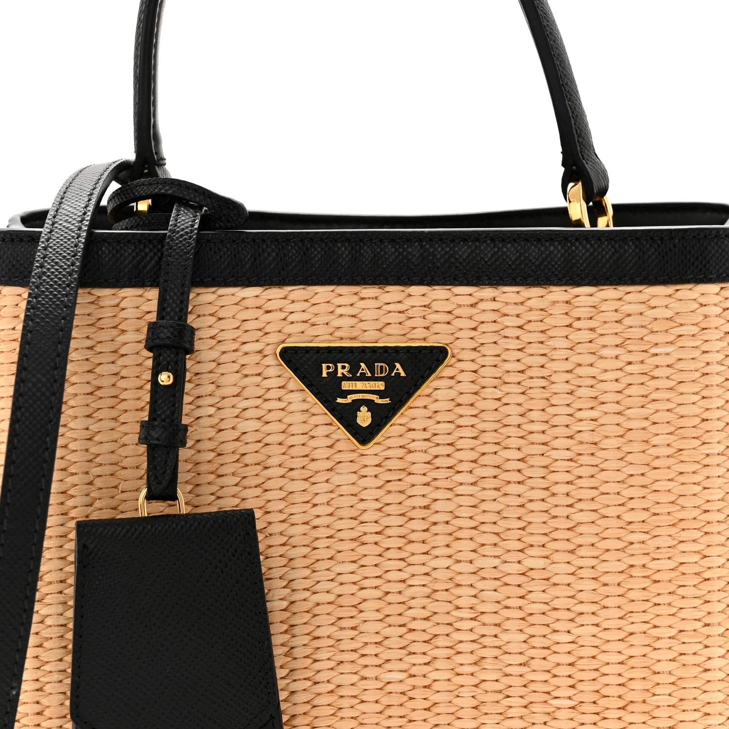 Paglia Saffiano Medium Panier Bucket Bag Naturale Black