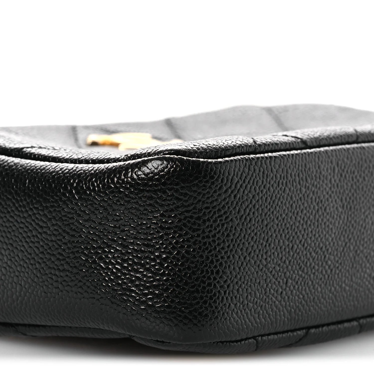 Shiny Caviar Quilted Chain Melody Camera Bag Black