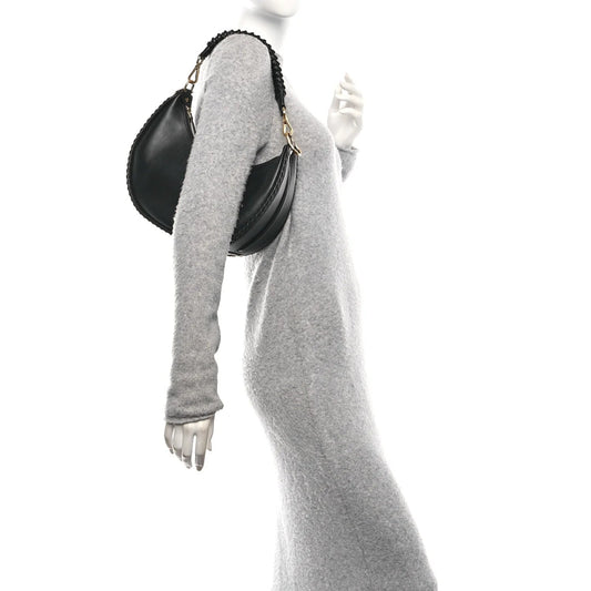 Vitello Grace Matte Whipstitch Small graphy Hobo Bag Black