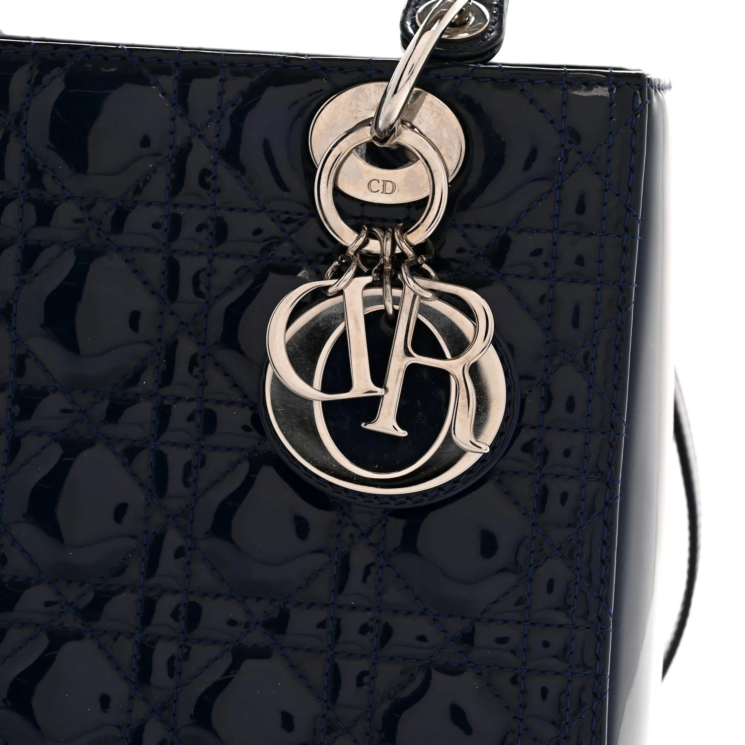 Patent Cannage Medium Lady Dior Blue