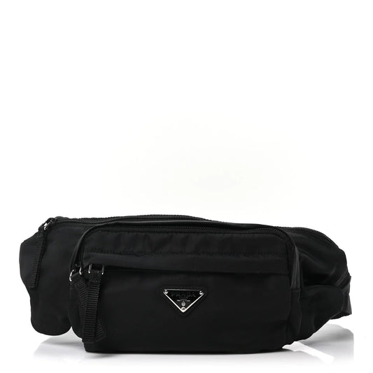 Tessuto Nylon Double Pocket Belt Bag Black