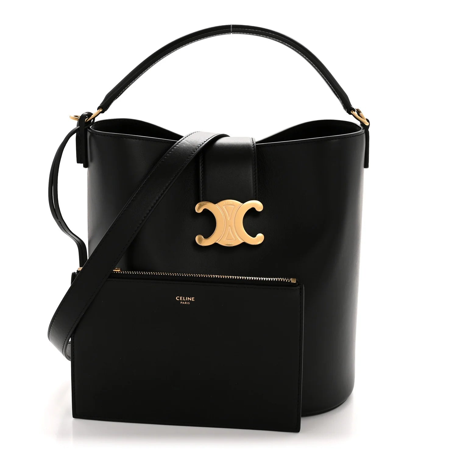 Smooth Calfskin Triomphe Medium Louise Bag Black