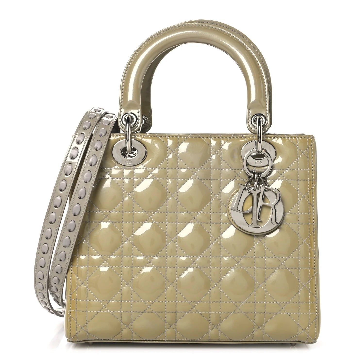 Patent Cannage Medium Lady Dior Grey