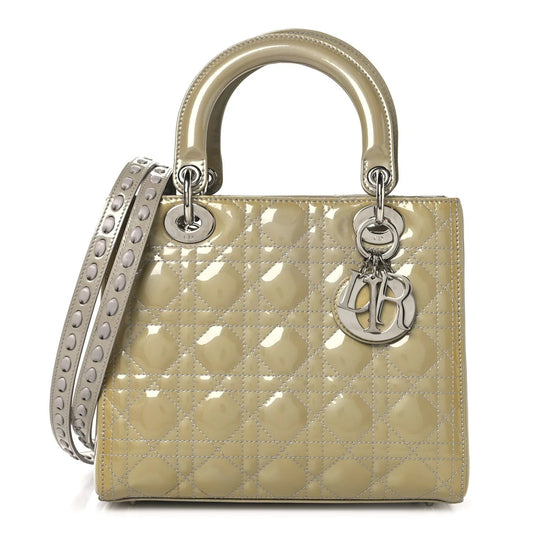 Patent Cannage Medium Lady Dior Grey