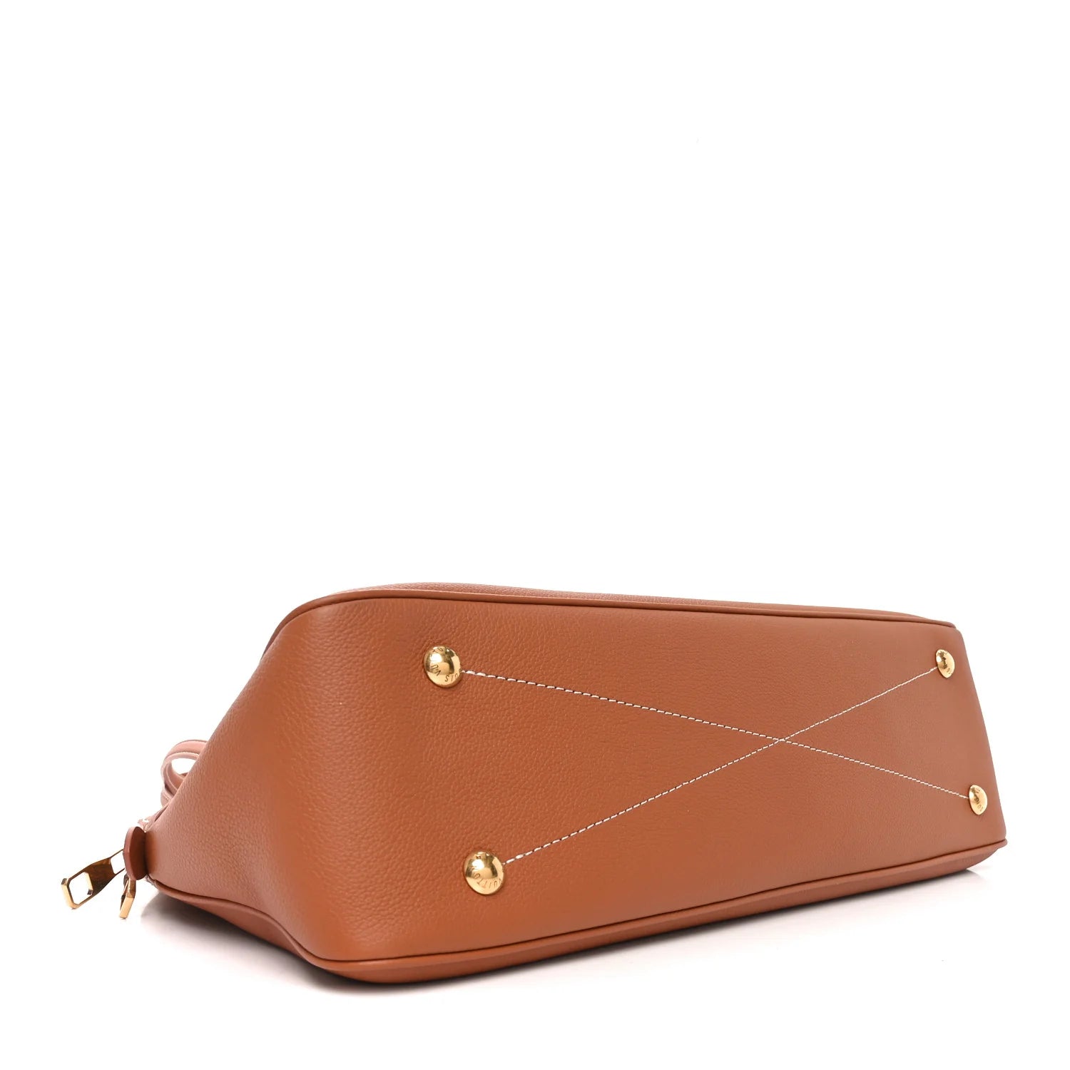 Grained Calfskin Low Key Duffle Tote Cognac