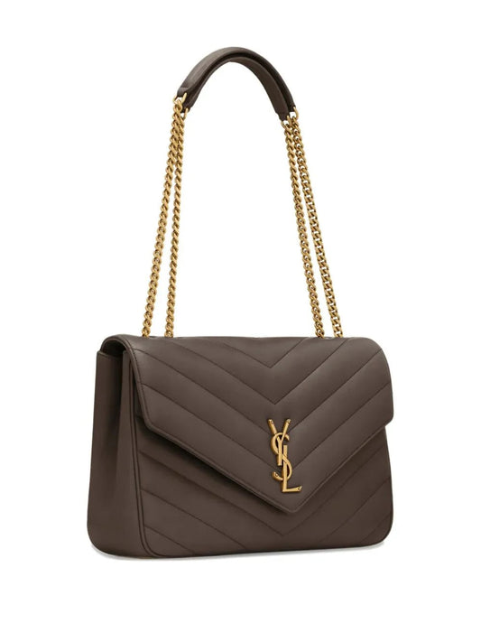 DARK BROWN LEATHER LARGE LOU LOU SHOULDER BAG