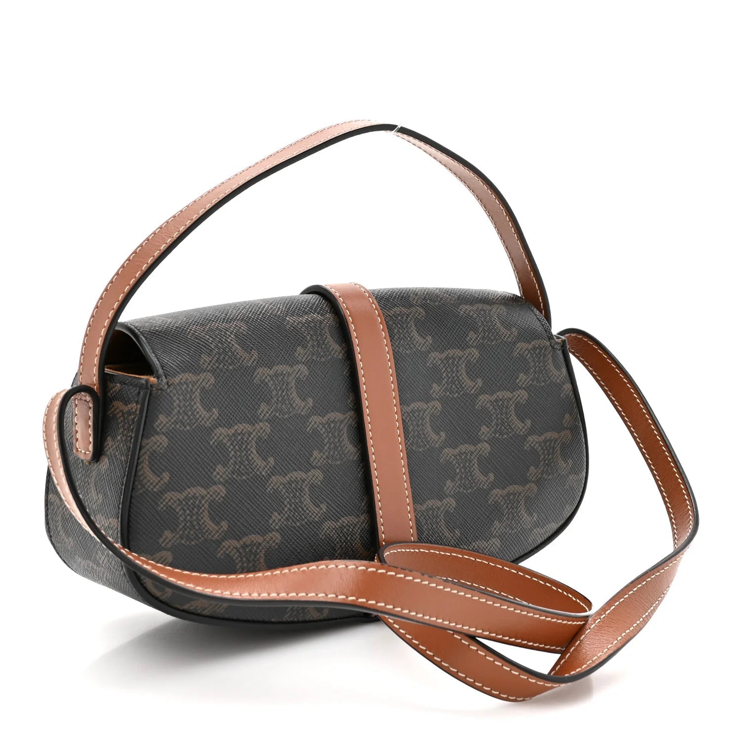 Triomphe Canvas Calfskin Tabou Clutch on Strap Tan