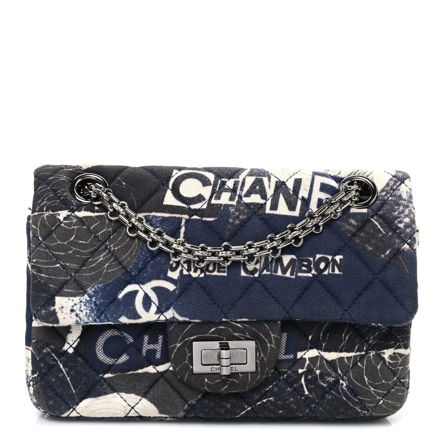 Jersey Quilted Camellia 2.55 Reissue Mini Flap Black White