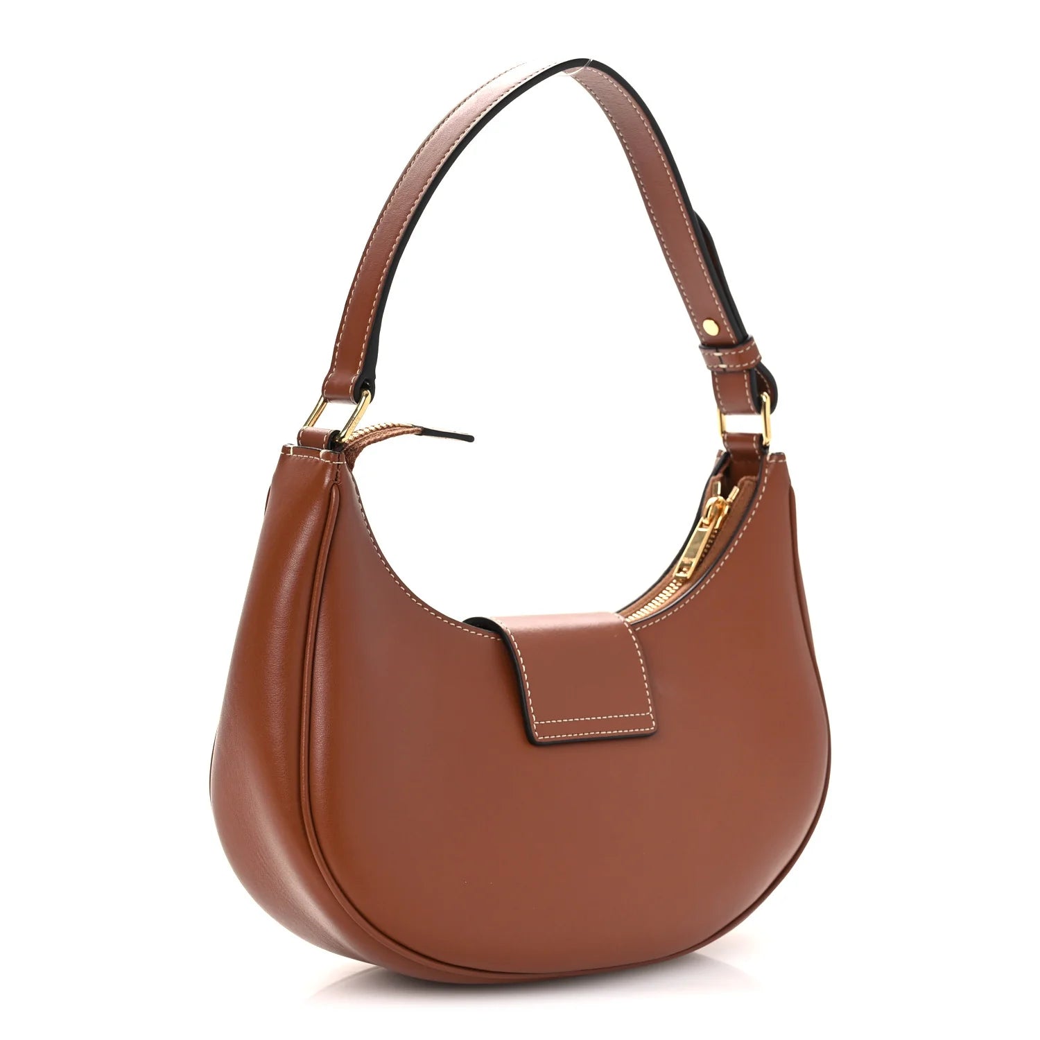 Smooth Calfskin Medium Strap Ava Triomphe Shoulder Bag Tan
