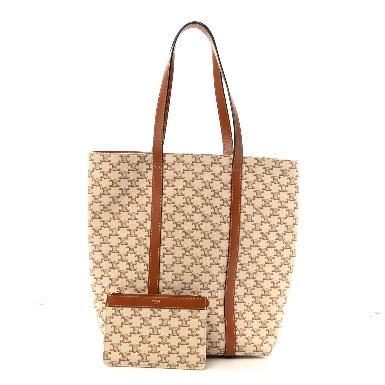 Triomphe Canvas Calfskin Museum Bag White