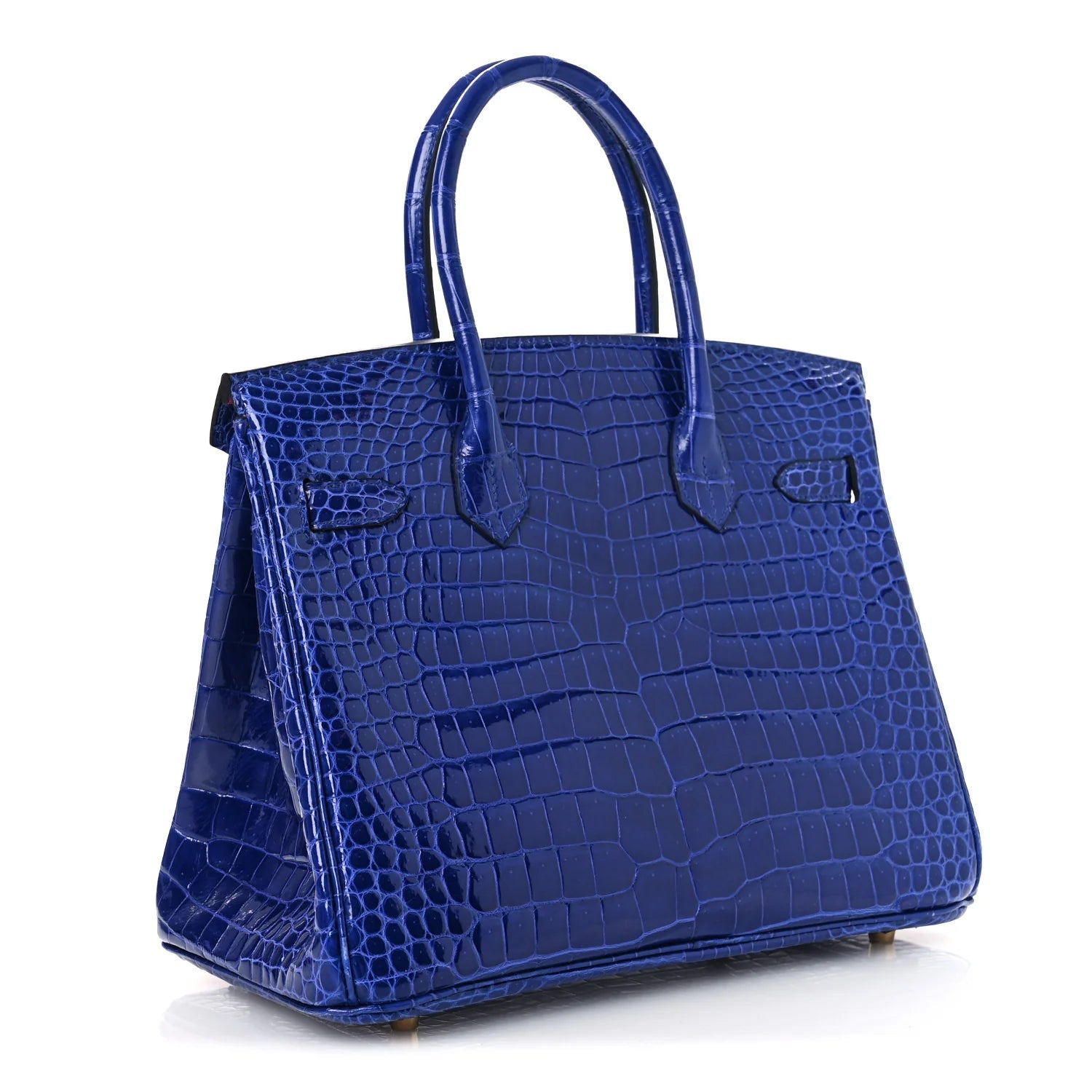 Shiny Porosus Crocodile Horseshoe Birkin 30 Bleu Electrique Magnolia