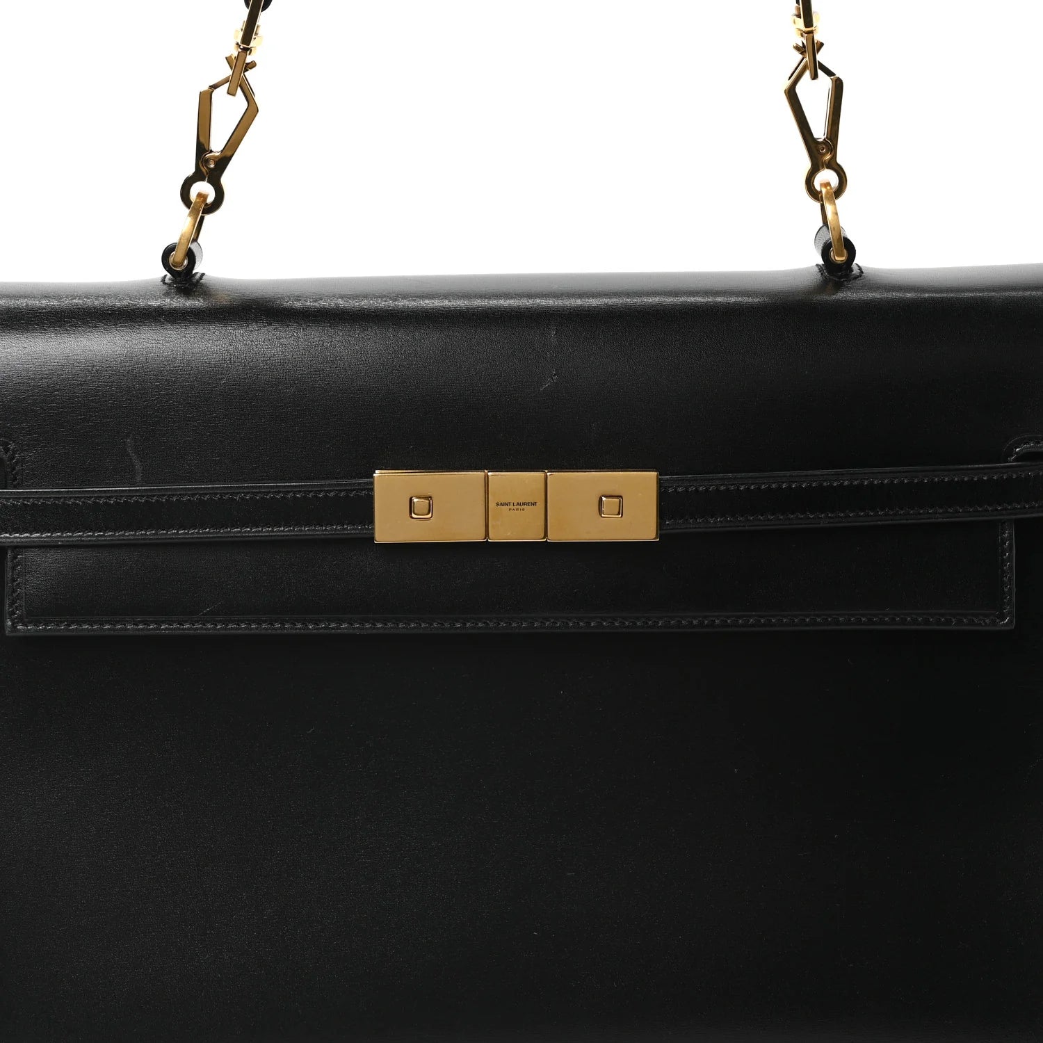 Smooth Calfskin Manhattan Top Handle Black