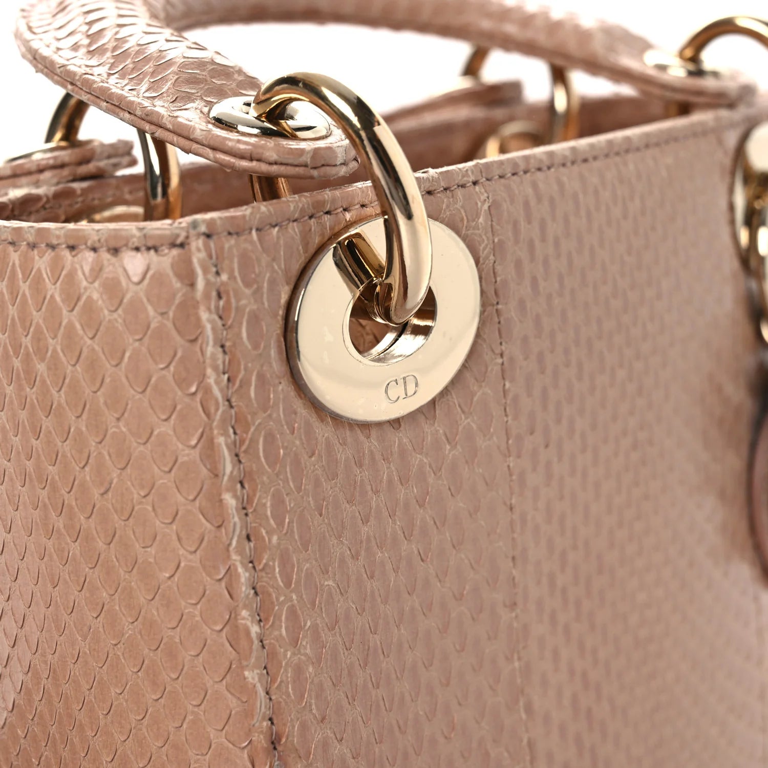 Snakeskin Mini Lady Dior Beige