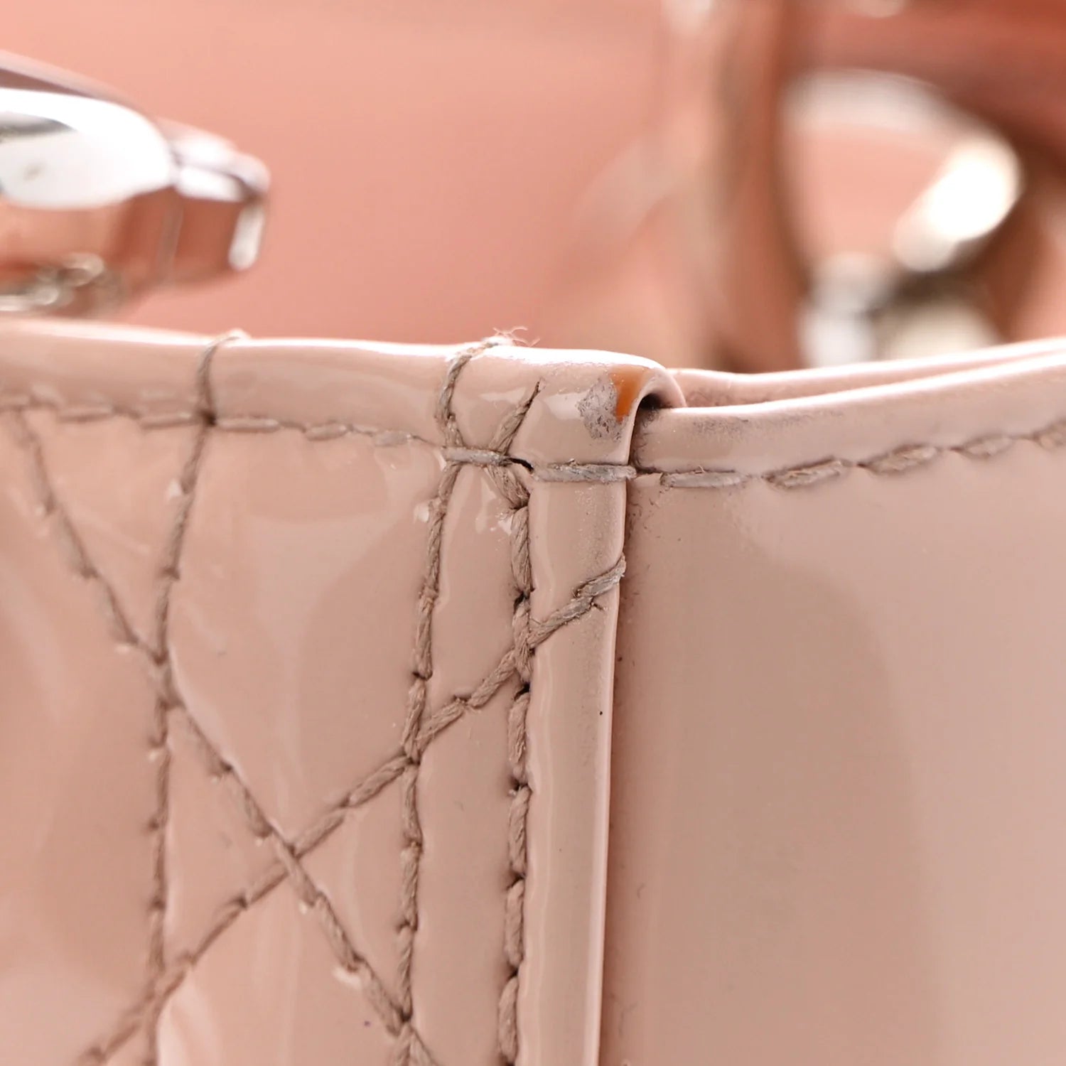 Patent Cannage Medium Lady Dior Rose Clair