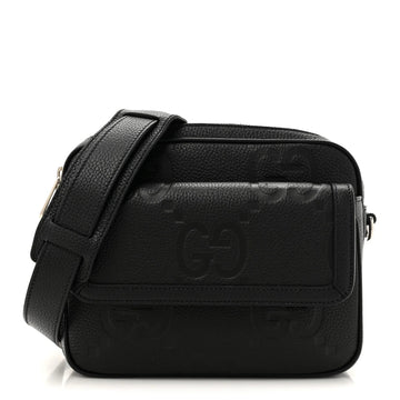 Piuma Calfskin Jumbo GG Embossed Small Messenger Bag Black