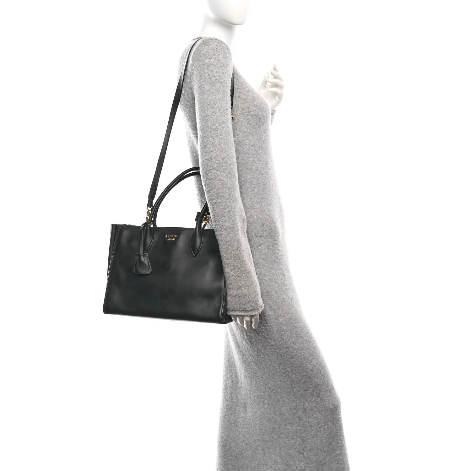 City Calfskin Medium Bibliothèque Tote Black