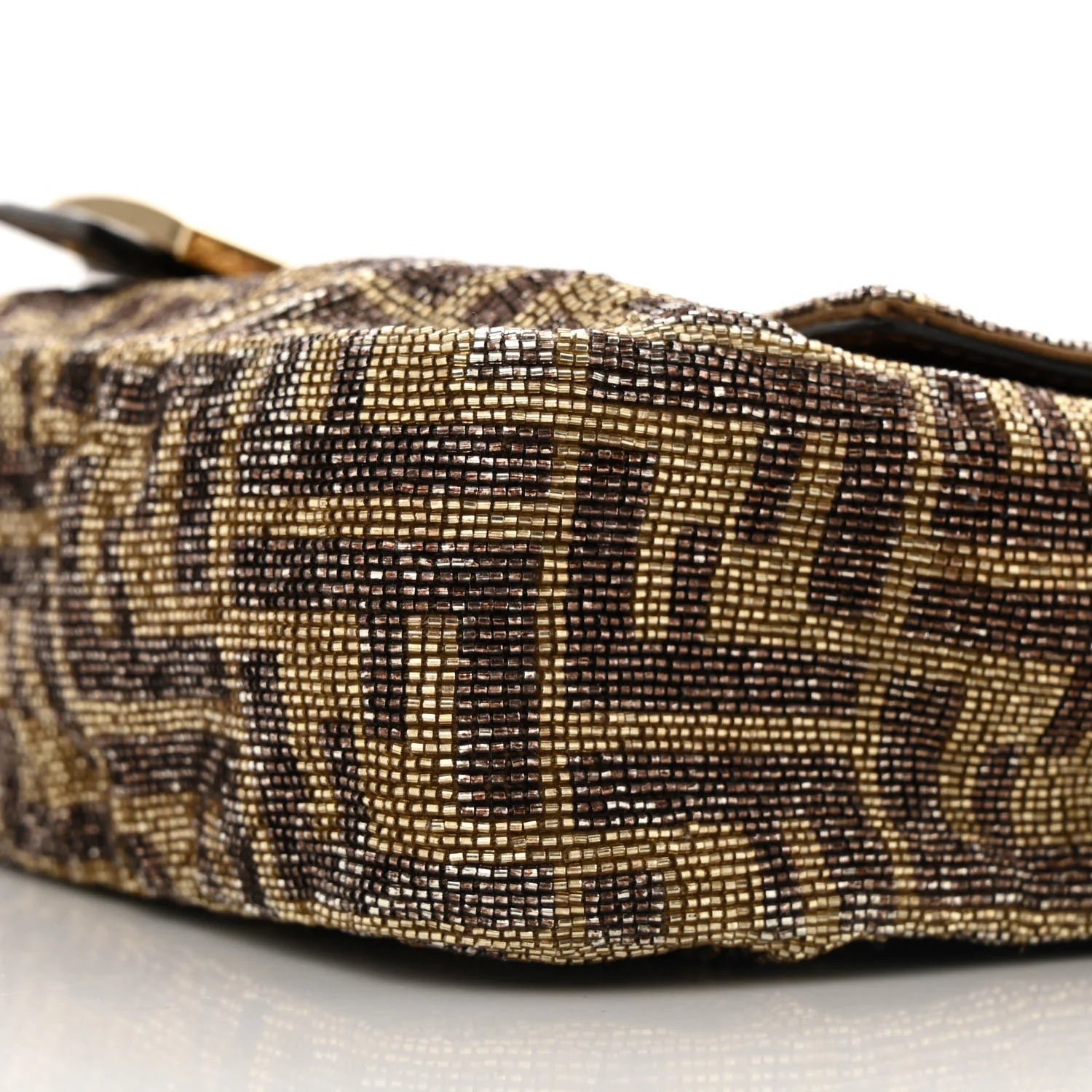 Vitello King Beaded Zucca Baguette Mogano Panna Ebano