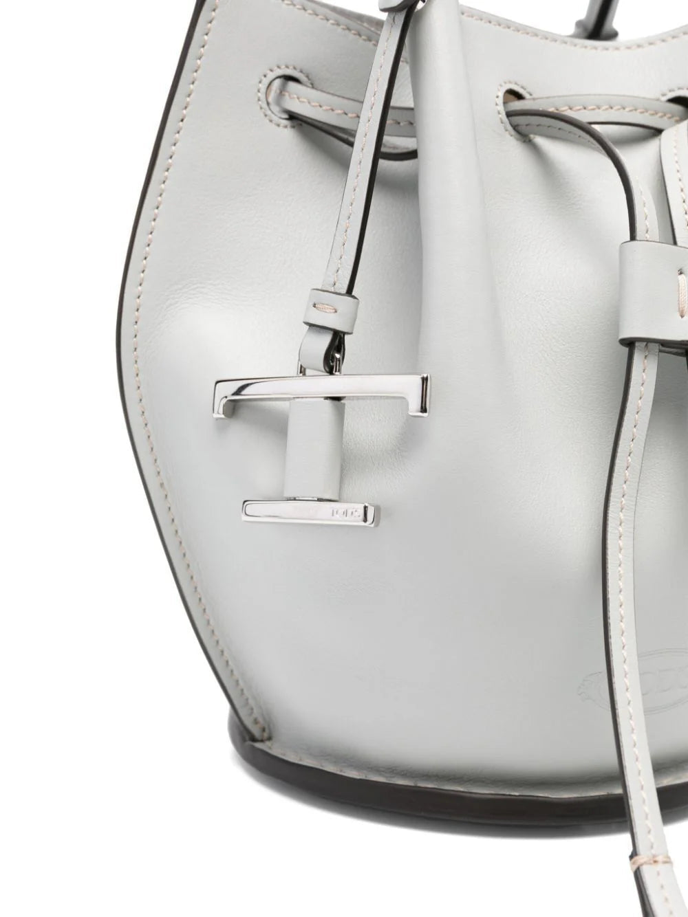 LOGO-CHARM LEATHER MINI BUCKET BAG